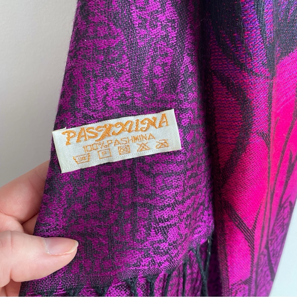 Floral Tulip Pashmina - Pink, Purple, Violet, Indigo, Black